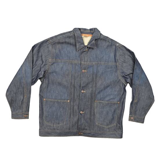 Sean John 2XL Blue Denim Trucker Jacket Cotton Blend Denim Y2K Baggy - Picture 4 of 10